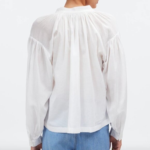 NWT! MADEWELL Shirred Long-Sleeve Top Size Small - Picture 3 of 7